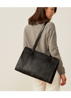 sac cabas cuir noir