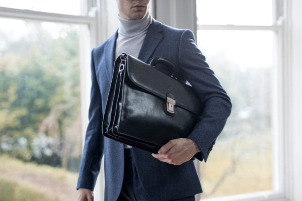 Cartable porte-documents 3 sections en cuir Paolo
