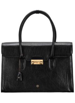 Sac à main noir business en cuir Fabia