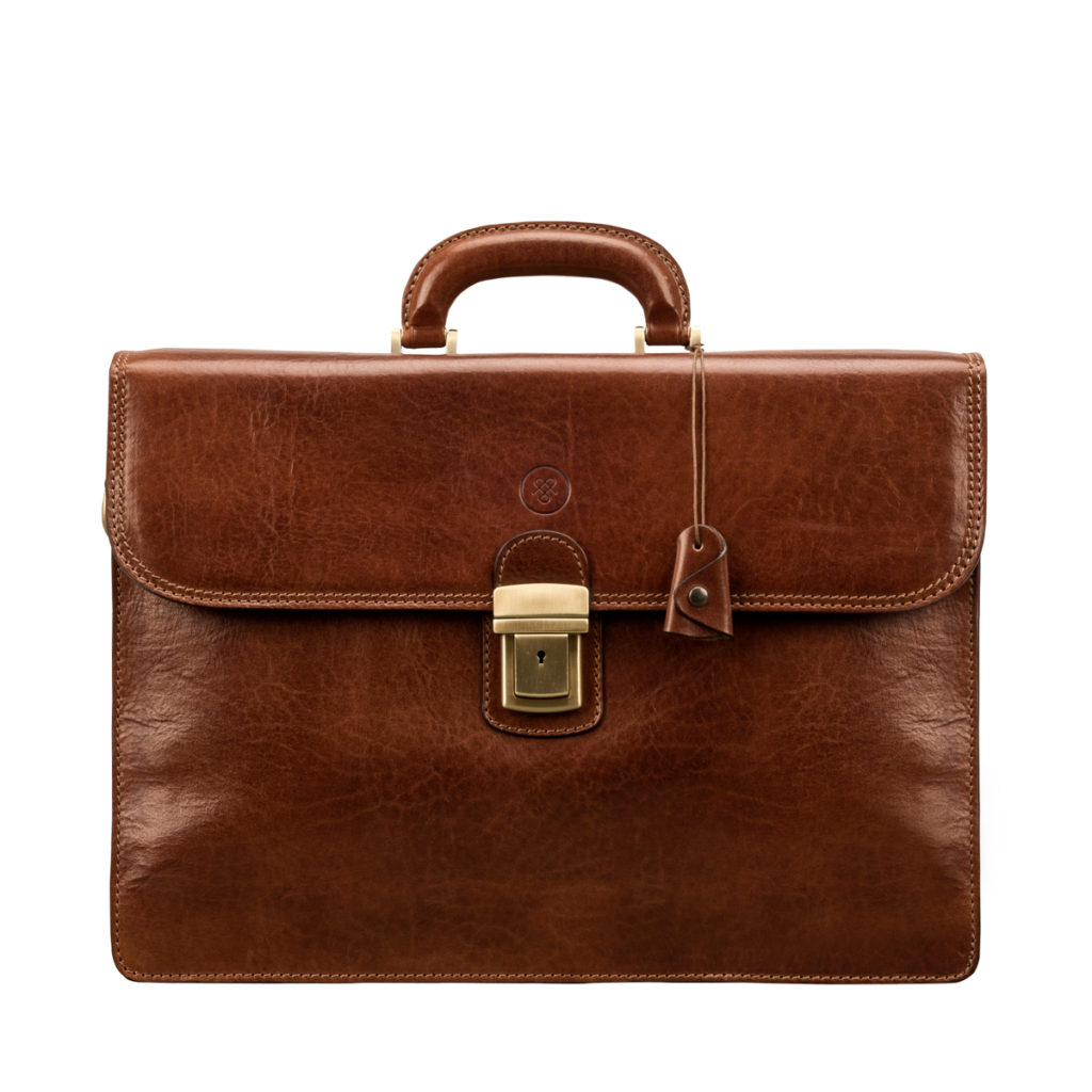 Cartable en cuir Paolo en cuir marron clair