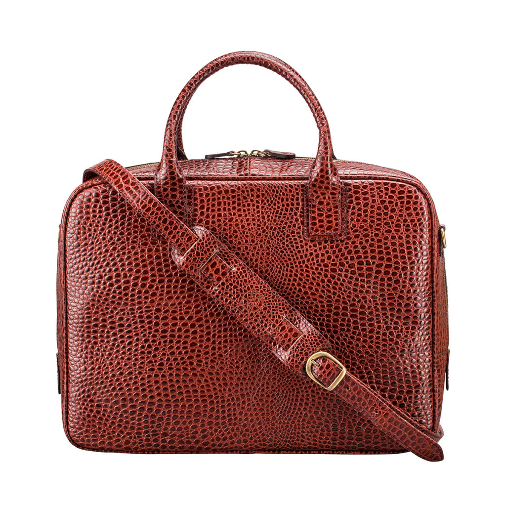 Sacoche ordinateur en cuir effet croco Calvino