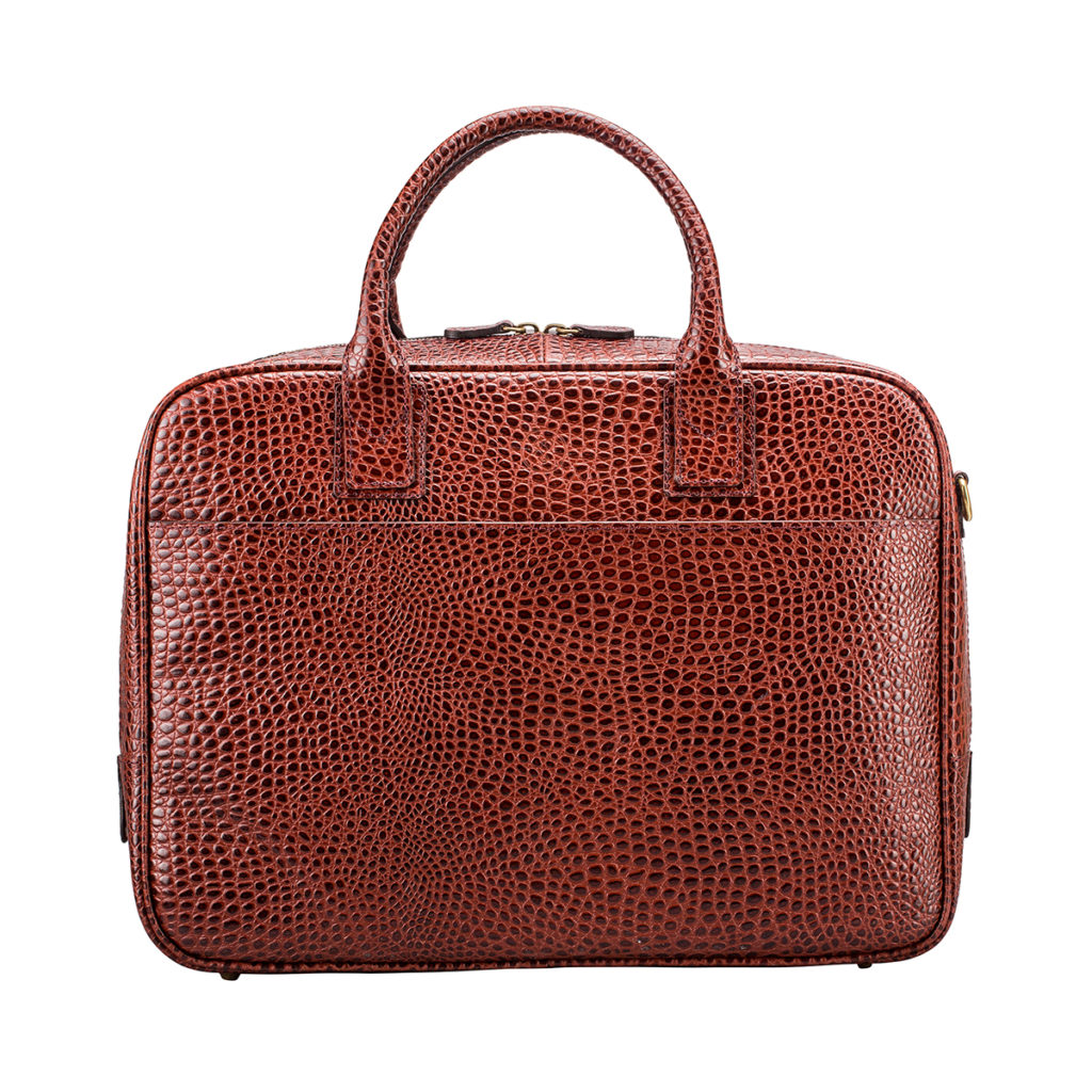 Sacoche porte-ordinateur en cuir imprimé croco Calvino