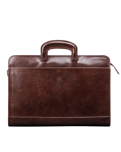 Étui à documents en cuir de haute qualité, fabriqué à la main en Italie, avec poignées coulissantes.