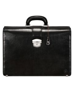Porte-documents de luxe pour homme en cuir noir, style avocat, fabriqué en Italie