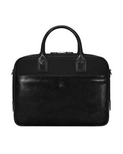 Porte-documents de grande qualité en cuir noir et toile, fabriqué en Italie, avec compartiment pour ordinateur portable 16 pouces
