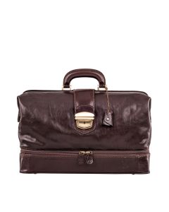 Grande sacoche de médecin en cuir marron de luxe, faite main, avec serrure à clé, pour homme