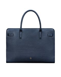 Sacoche de travail de luxe pour femme en cuir saffiano grainé bleu marine avec compartiment pour MacBook