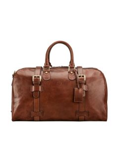 Sac de voyage classique de luxe en cuir fauve pour homme, idéal pour un week-end - très haute qualité
