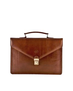 Petite mallette haut de gamme pour homme, en cuir italien, fabriquée à la main et avec serrure à clé.