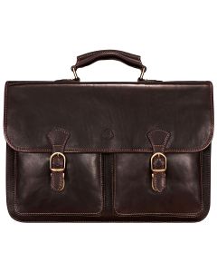 Sacoche de travail classique en cuir marron de qualité supérieure pour homme. Compartiment rembourré pour ordinateur portable jusqu'à 17 pouces / MacBook Pro 16 pouces.