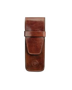 Étui à stylos de luxe en cuir italien marron clair

