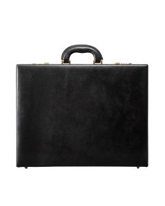 luxury men's expandable black leather attache case handmade in italy