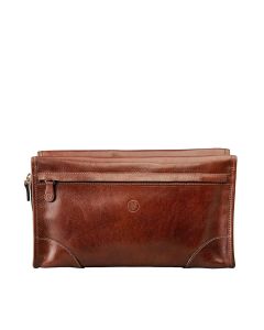 Trousse de toilette pour homme en cuir marron clair de haute qualité
