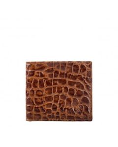 Portefeuille slimline pour homme en cuir italien marron à motif crocodile