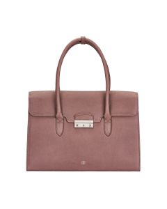luxury pebbled leather women's handbag in taupe