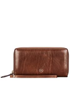 womens tan leather large ziparound purse