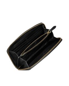 womens curved full zip purse in black 