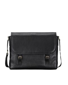 luxury men's black leather satchel bag