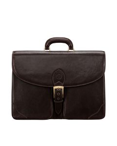 luxury large italian leather briefcase with buckle